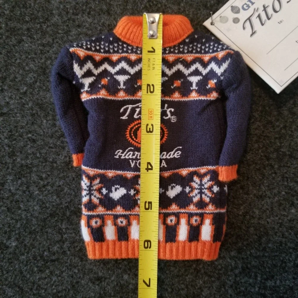 Tito's Handmade Vodka 2022 Mini Holiday Sweater Bottle Topper Gift Tag For 750ML